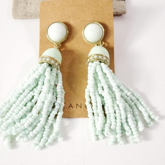Lee angel Mint Green shiny ball Enamel Crystal Waterfall Bead earrings NWT 138 - Picture 4 of 6